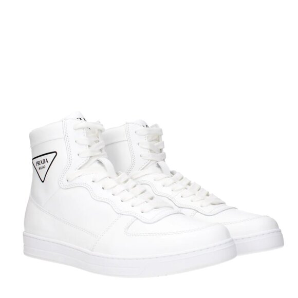 NWT Prada High Top Sneakers White Leather Lace Up Sz 41 - Picture 2 of 10